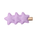 Star princess hair clip in macaron purple fabric with three 3D star charms on gold base - Purple