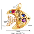 Pendentif poisson en cuivre plaqué or avec pierres colorées, dimensions 22mm x 19mm - K641455-Gold Fish