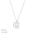 Minimalist square zircon pendant necklace in silver tone with 40+5cm chain size details - Silver-White Zirconia