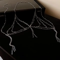 Silver star heart rhinestone body chain with delicate metallic beads and fringe tassels - Simple Fashion Silver Chest Chain