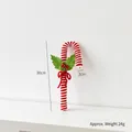 Plush red and white striped Christmas candy cane ornament with holly and bell details - Small Candy Cane
