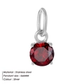 Roestvrijstalen kettinghanger met gefacetteerde ronde rode zirkoon 6x6mm in zilveren kleur - Staalkleur / Rood
