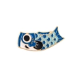 Broche de carpa Koinobori azul de estilo japonés con bordes dorados de aleación y esmalte - Azul