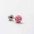 Roze kristallen bal oorbel met zilveren titanium stalen schroefdraad voor kraakbeen - 3mm Zirconia Bal (Platte Achterkant) / Roze (Per stuk)