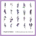 Set of 40 purple watercolor flower stickers featuring 20 unique botanical designs - Iris Girl-40PCS