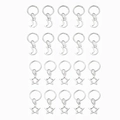 Set di 20 ciondoli in lega argento a stella e luna per accessori capelli fai-da-te - Mix luna e stella 20 pezzi/set / Argento