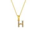 Elegant 18K gold plated stainless steel necklace with pearl-encrusted H initial pendant - Letter H (S-P149-H)