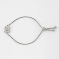 Adjustable silver titanium steel bracelet with a frosted letter J square pendant charm - Letter J / Steel