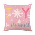 Rosafarbener Weihnachtsbaum Kissenbezug aus Polyester mit Joy to the world Aufdruck - 45*45cm (Ohne Kissenfüllung) / Rosa Joy to the World Stil (JYM502-3)