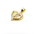Detail shot of a gold heart pendant with letter R and sparkling cubic zirconia stones - Letter R