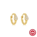 S925 sterling silver gold plated teardrop hoop earrings with white zircon stones - Pear Shape Chain Pattern Style (金色#2) / 925 Silver