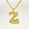 Chubby balloon style gold plated letter Z pendant necklace with smooth finish - Letter Z / Gold