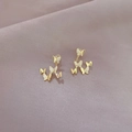 Detail view of gold butterfly tassel earrings with white zircon on purple silk - Combined Butterfly Shape Style (A201)
