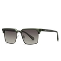 Square dark green semi-rimless sunglasses with matte finish and gradient grey lenses - Green Frame / Double Grey