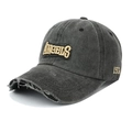 Casquette baseball délavée anthracite avec broderie Angels 3D et style vintage usé - Réglable / Noir