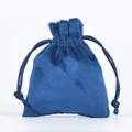 Navy blue velvet drawstring pouch for jewelry and cosmetic storage with soft texture - 8*10cm / High Top Drawstring Bag / Sapphire Blue