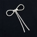 Elegant silver butterfly brooch with sparkling rhinestones and dangling tassels - Bow With Long Tassel