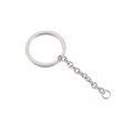 Anello portachiavi piatto in acciaio inox argento da 30mm con catenella per progetti fai da te - Acciaio Lucidato a Specchio