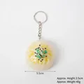 Realistic PVC steamed bun keychain with green onion and sesame seeds, 5.5cm diameter - PVC Custard Sesame Bun (Keychain Style)