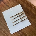 Set of four gold-plated hair pins with sparkling black rhinestones on display card - 4 Pieces (Black Rhinestones) / Grey Gold