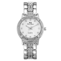 Orologio al quarzo argento da donna con castone di strass e cinturino in metallo a maglie - Argento