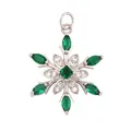 Silver snowflake pendant with green marquise gems and square center crystal detail - Black M846657-8
