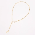 Golden heart link necklace with letter C pendant and delicate bead chain for women - Letter C Pendant (XL3184【Gold C】) / Gold