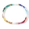 Handmade Tila bead bracelet with colorful square tiles and golden spacer accents - Multicolor Splicing A
