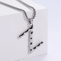 Detailed view of silver letter Z pendant with bamboo texture on a classic ball chain - Letter Z (Pendant Only)