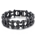 Black plated 18mm stainless steel bicycle chain bracelet for men with punk rock style - 23CM / Matte Black (KB49368-D)
