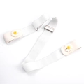 White elastic belt for jeans with white daisy floral accents and silver metal buckle - Milky White [Double Daisy Style]