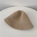 Japanese casual knitted bucket hat in light beige featuring premium ribbed texture - One Size / Apricot