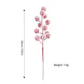 Detail of a 20cm artificial red berry stem with snow effect for festive holiday decor - Red 12-branch Frosted Berries