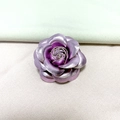 Elegant purple leather camellia brooch with gold metallic edges and vintage flower pin - Light Purple