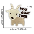 Detailed dimensions of goat embroidery patch showing 6.8cm width and 6.2cm height size - Goat (YOU GOAT THIS!)
