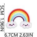 Rainbow and smiling cloud embroidered patch measuring 5cm by 6.7cm for DIY decoration - Smiling Rainbow Cloud