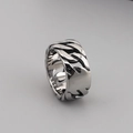 Polished silver stainless steel spinner ring with rotatable Cuban chain design for men - Polished Wide Curb Chain Ring (Style B KR44627-BD)