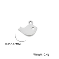 Polished stainless steel bird pendant for DIY jewelry, 9.5x7.87mm bird charm accessory - Chubby Bird / Steel