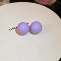 Close-up of lavender purple ball stud earrings with smooth polished finish on white box - Minimalist Purple Glossy Sphere (7#)