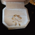 Detailansicht der Drachen-Ohrringe mit Zirkonsteinen in einer Samt-Schmuckschatulle - Gold Zirkon Drache (S925 Silberstift)
