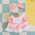 Rosa Puppenkleid mit passendem Katzenohren-Haarband für 17cm Plüsch-Anhänger - Passend für 17cm Puppe / Rosa Prinzessinnenrock + Katzenohren