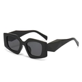 Fashionable oversized polygonal black sunglasses with UV protection and geometric thick frame - Black Frame Black Grey Lens
