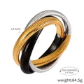 Dettaglio del set di bracciali elastici tricolore con trama a serpente e specifiche taglia - Bracciale Grande a Colori Misti (Z010)