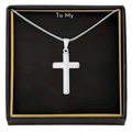Zilveren kruisketting met ketting en To My Dad wenskaart in een zwarte geschenkdoos - Aan Mijn Vader-Zilveren Kruis Ketting