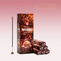Mahendra Myrrh incense sticks set with hexagonal boxes and a golden holder - Myrrh