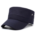 Men's quick-dry navy blue flat top military cap with breathable side eyelets - Navy Blue / Adjustable