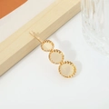 Cute pink heart flower hairpin in gold finish with three circular trays design - No. 09 Bobby Pin (Triple Round)