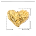 Dettaglio del ciondolo a cuore in acciaio inossidabile dorato con texture a rilievo - YE624 Cuore Ondulato Pieghettato Oro