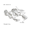 Detailed dimensions of silver irregular liquid metal earrings with 38.6mm length - Irregular Liquid Earrings / 18K Gold / Silver (HF-E3415-S)