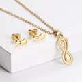 Golden infinity symbol titanium necklace and earrings jewelry set for women - Hollow Infinity Symbol